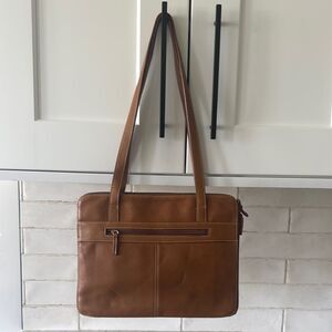 Tignanello Vintage Tan Genuine Leather Women’s Shoulder Handbag Zip Compartments